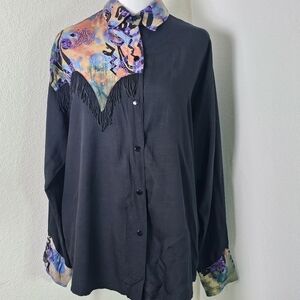 VTG Sebatu Shirt One Size Fringe,Beaded,Art To Wear,Western